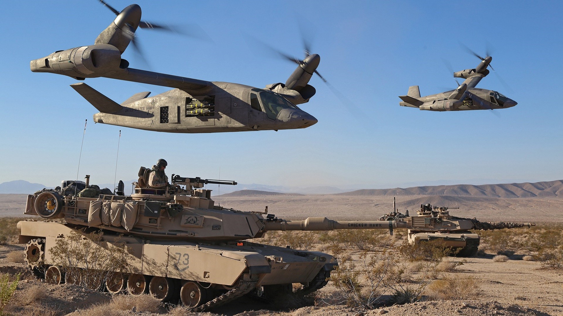 War machinery in the desert